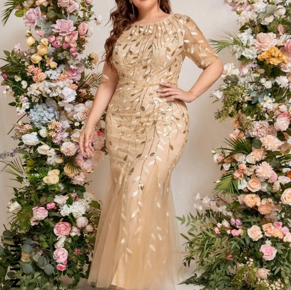 Gorgeous Gold/Champagne Shein Dress size 4xl fits like a size 16 - Picture 5 of 5